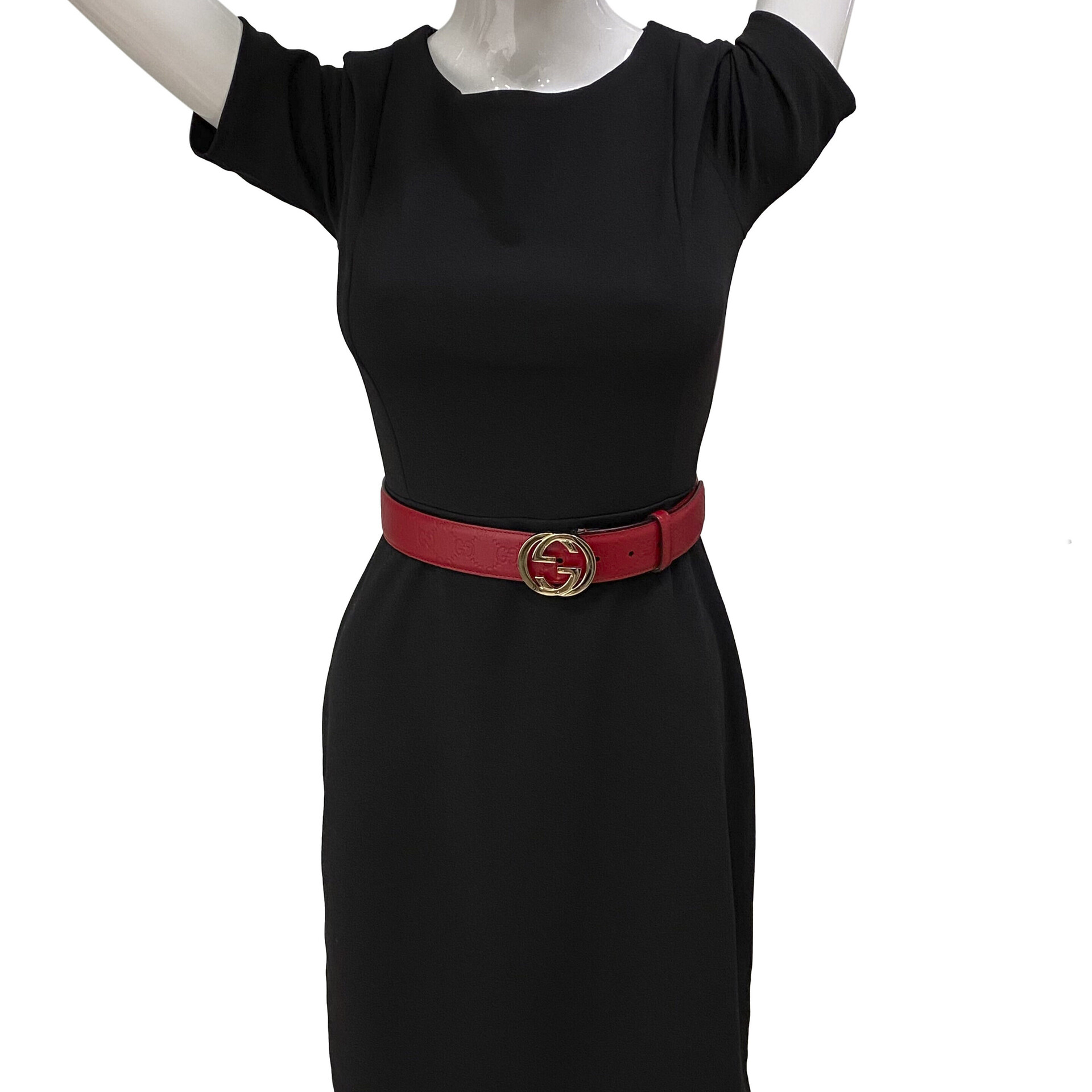 Cinto Gucci GG Monograma Vermelho