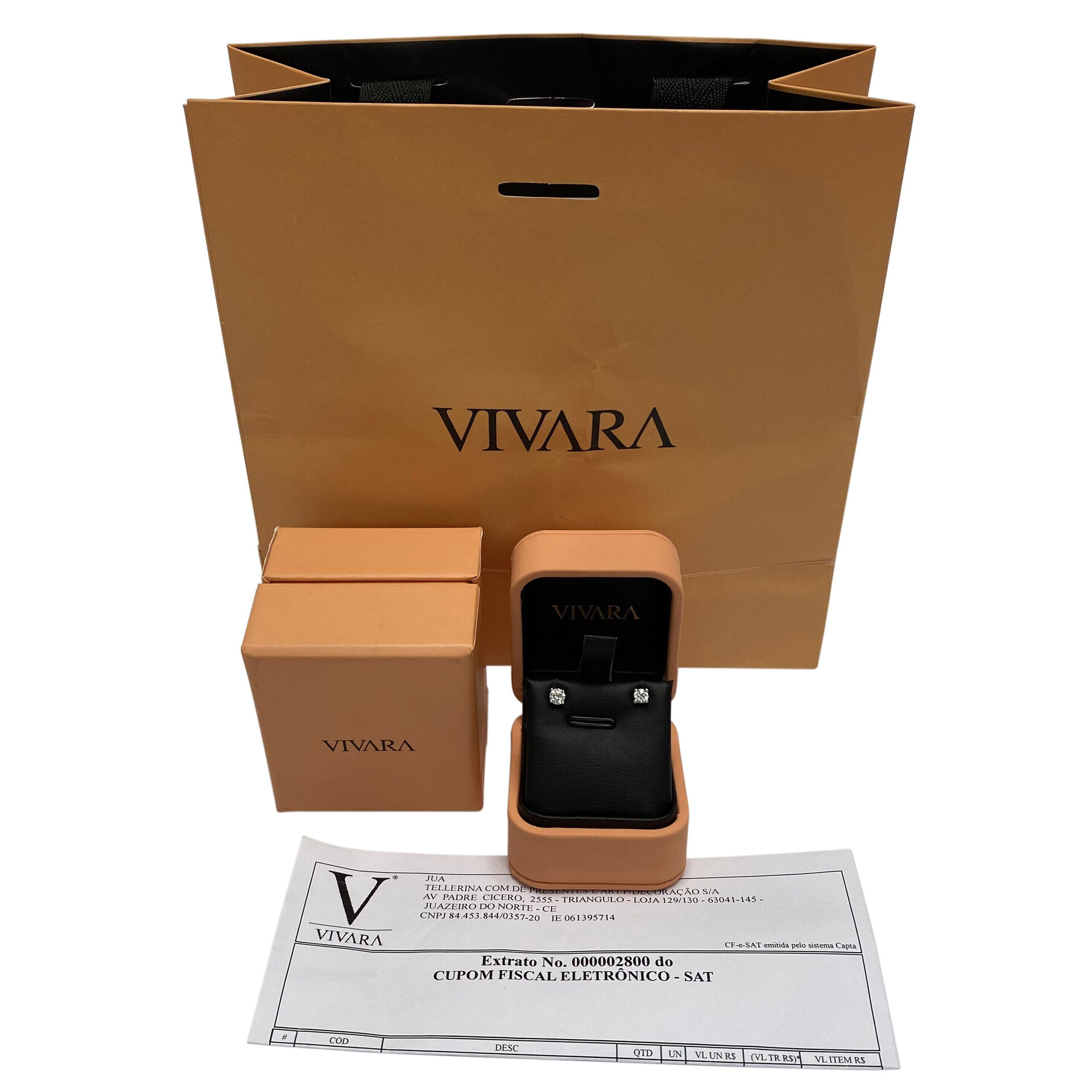 Par de Brincos Vivara Solitário - 0.40 ct