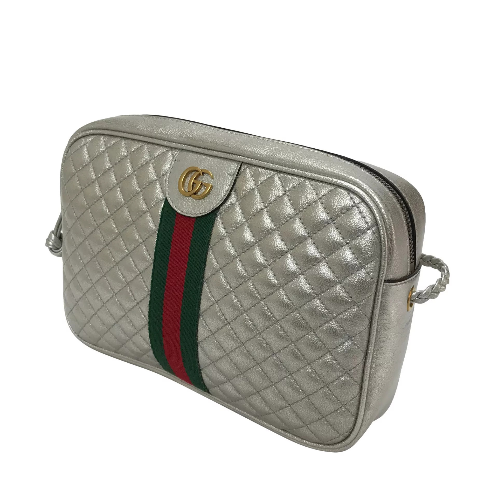 Bolsa Gucci Matelassê Couro Prata