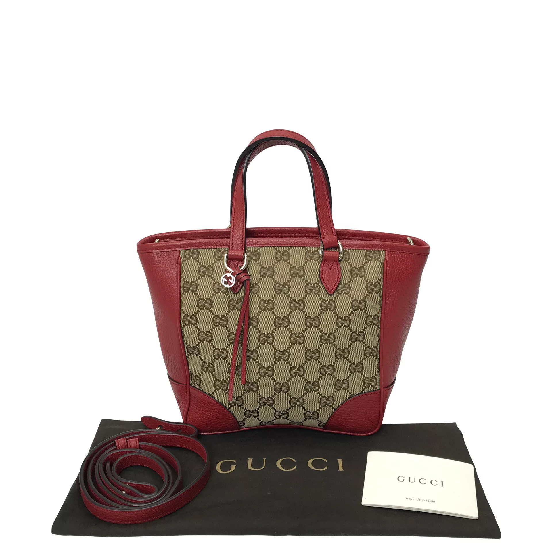 Bolsa Gucci Jacquard e Couro Vermelho