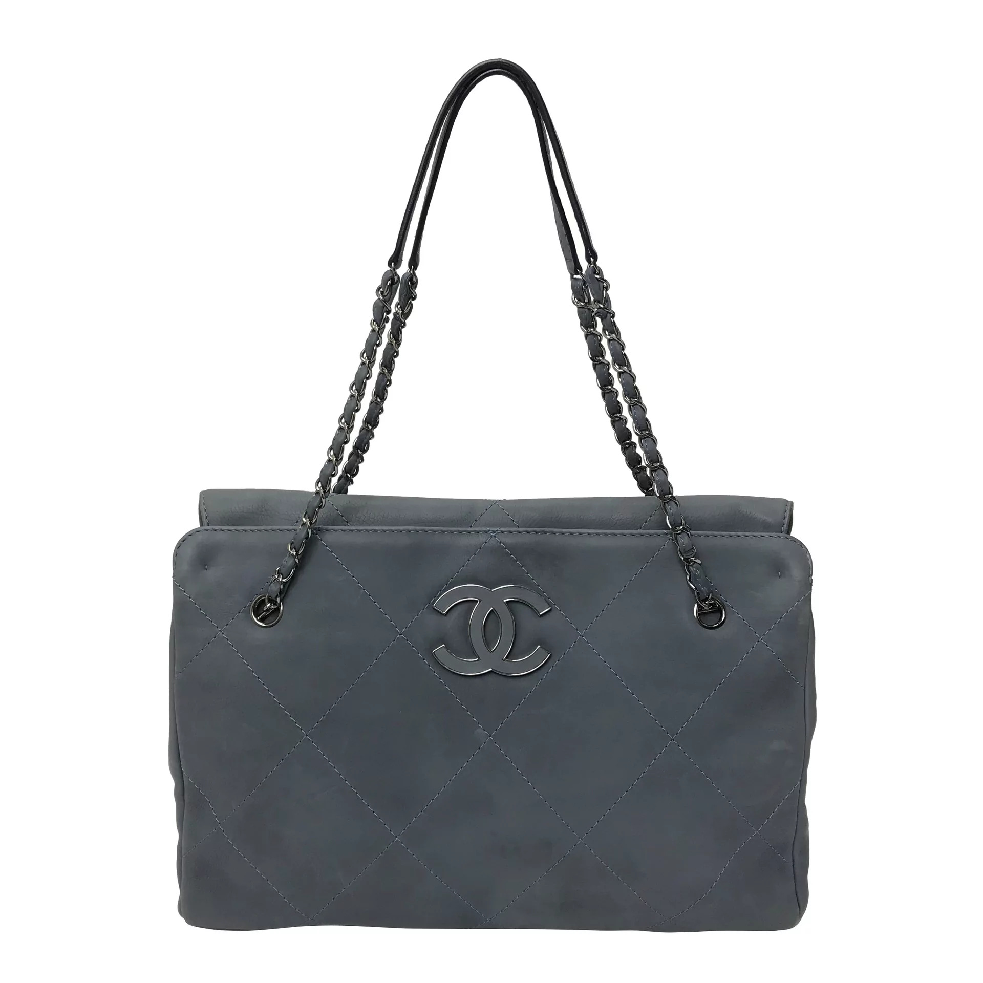 Bolsa Chanel Couro Cinza