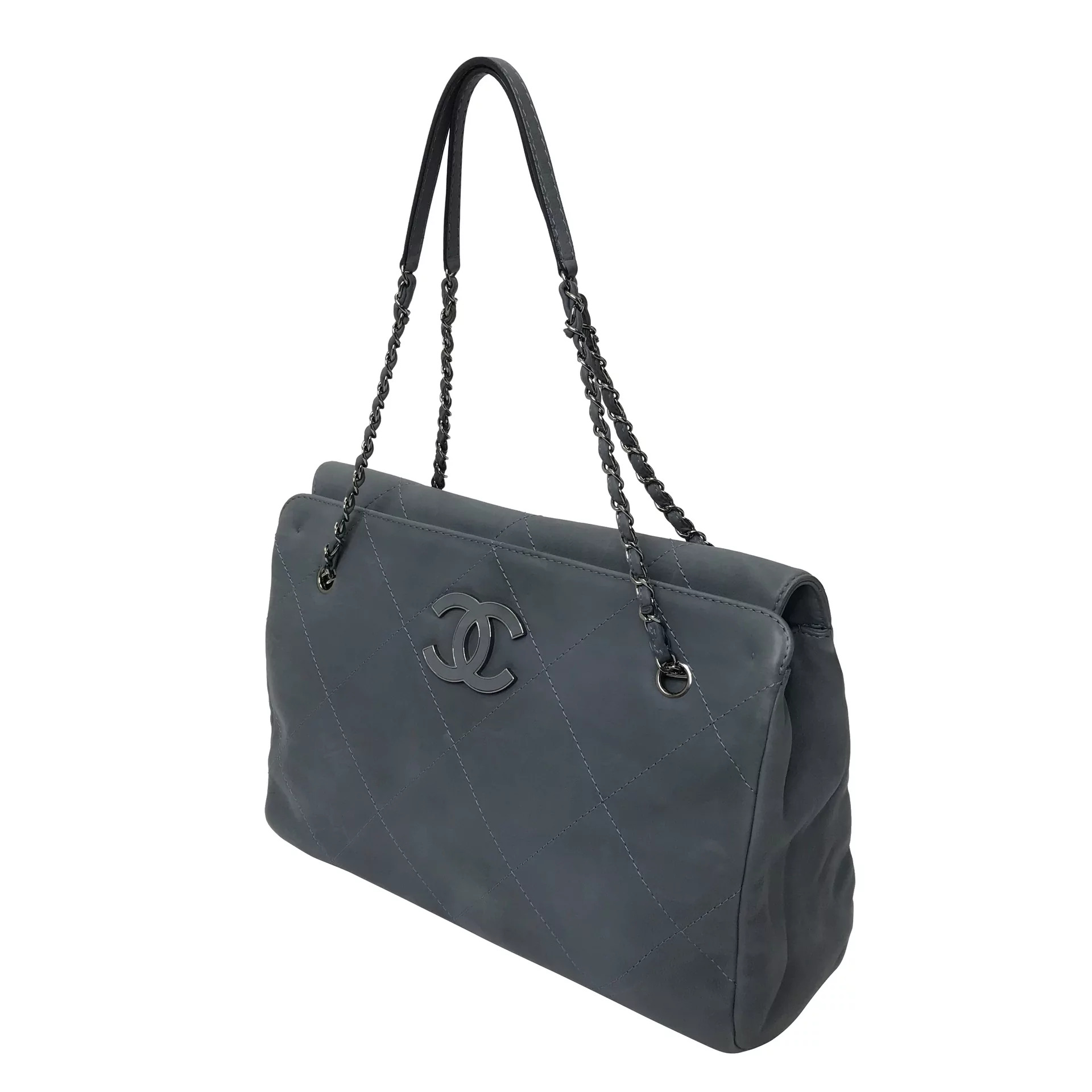 Bolsa Chanel Couro Cinza