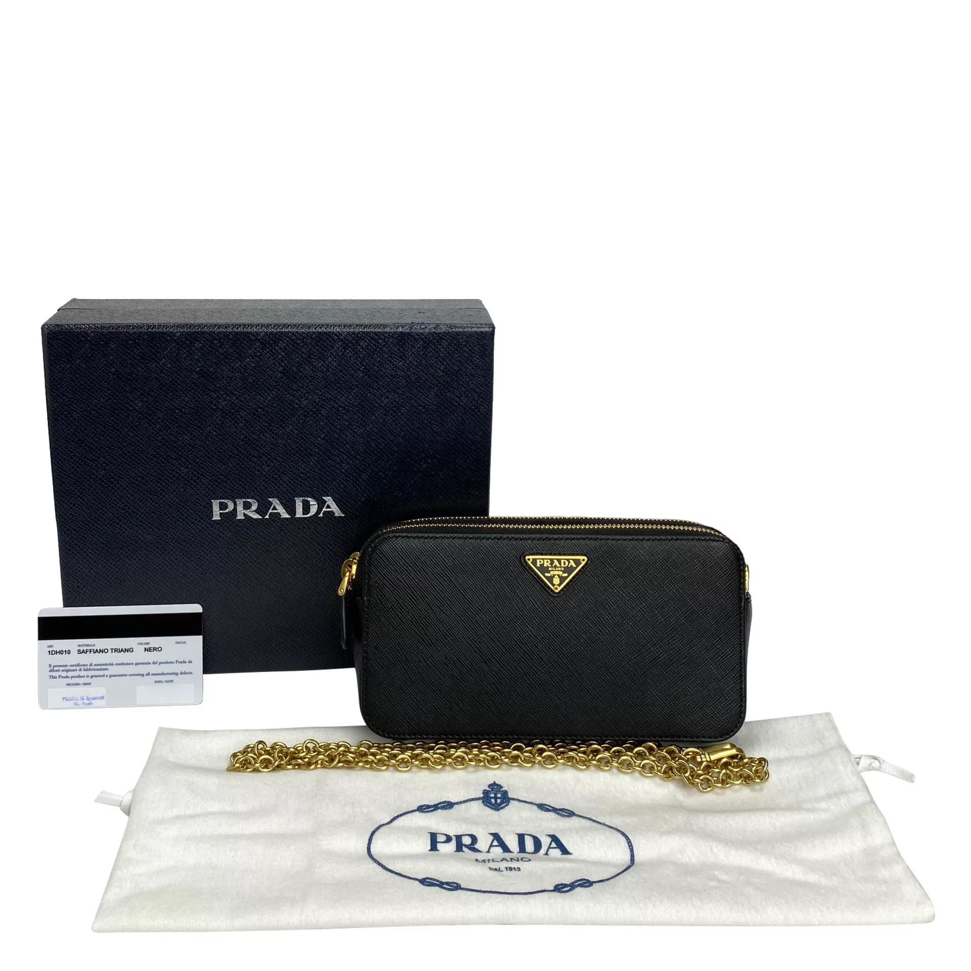 Bolsa Prada Mini Couro Saffiano Preta