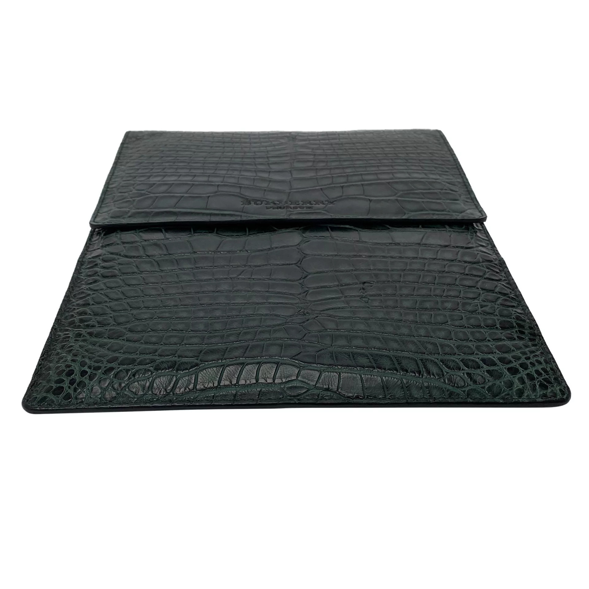 Porta-Ipad Burberry Couro Croco Verde