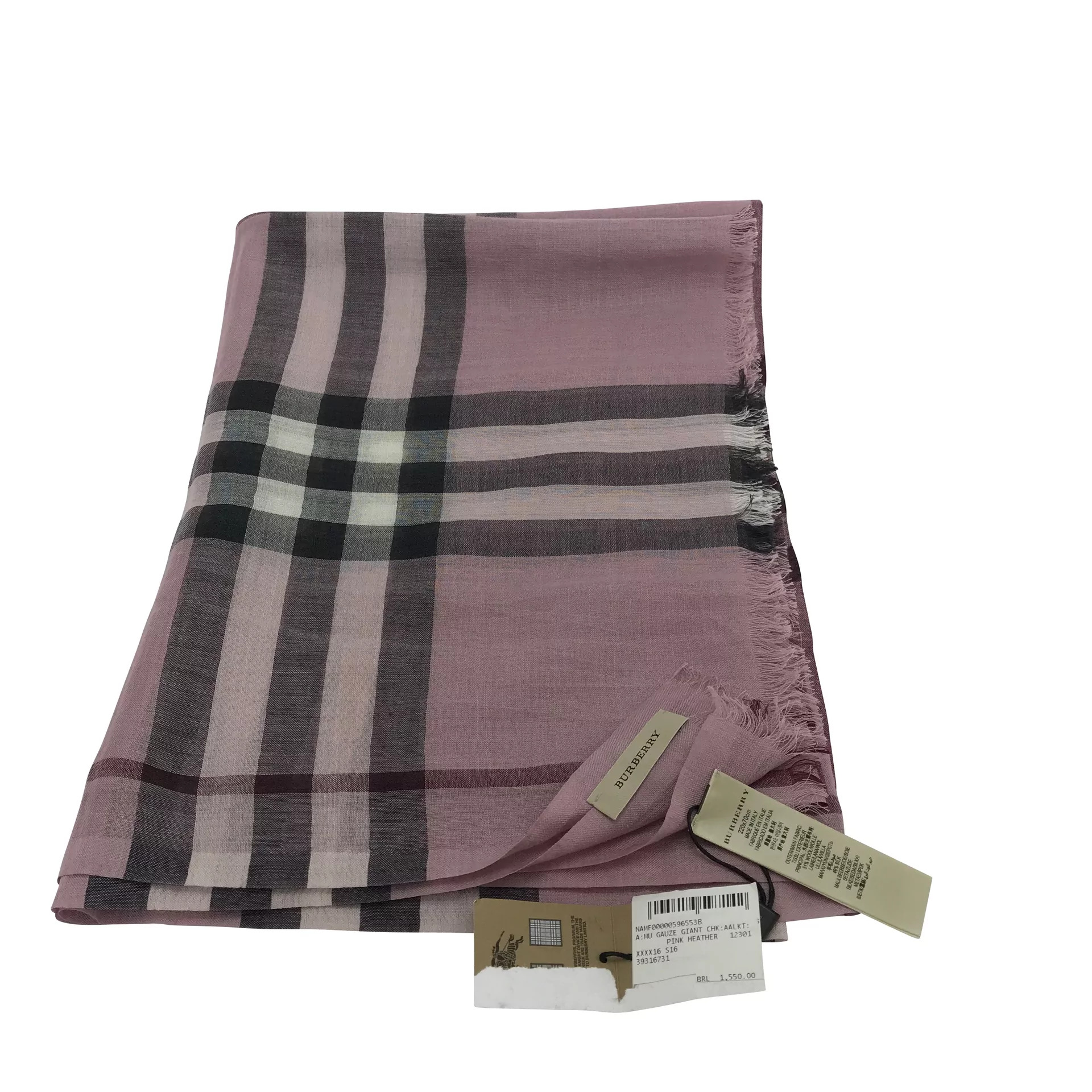 Pashmina Burberry Xadrez Rosa