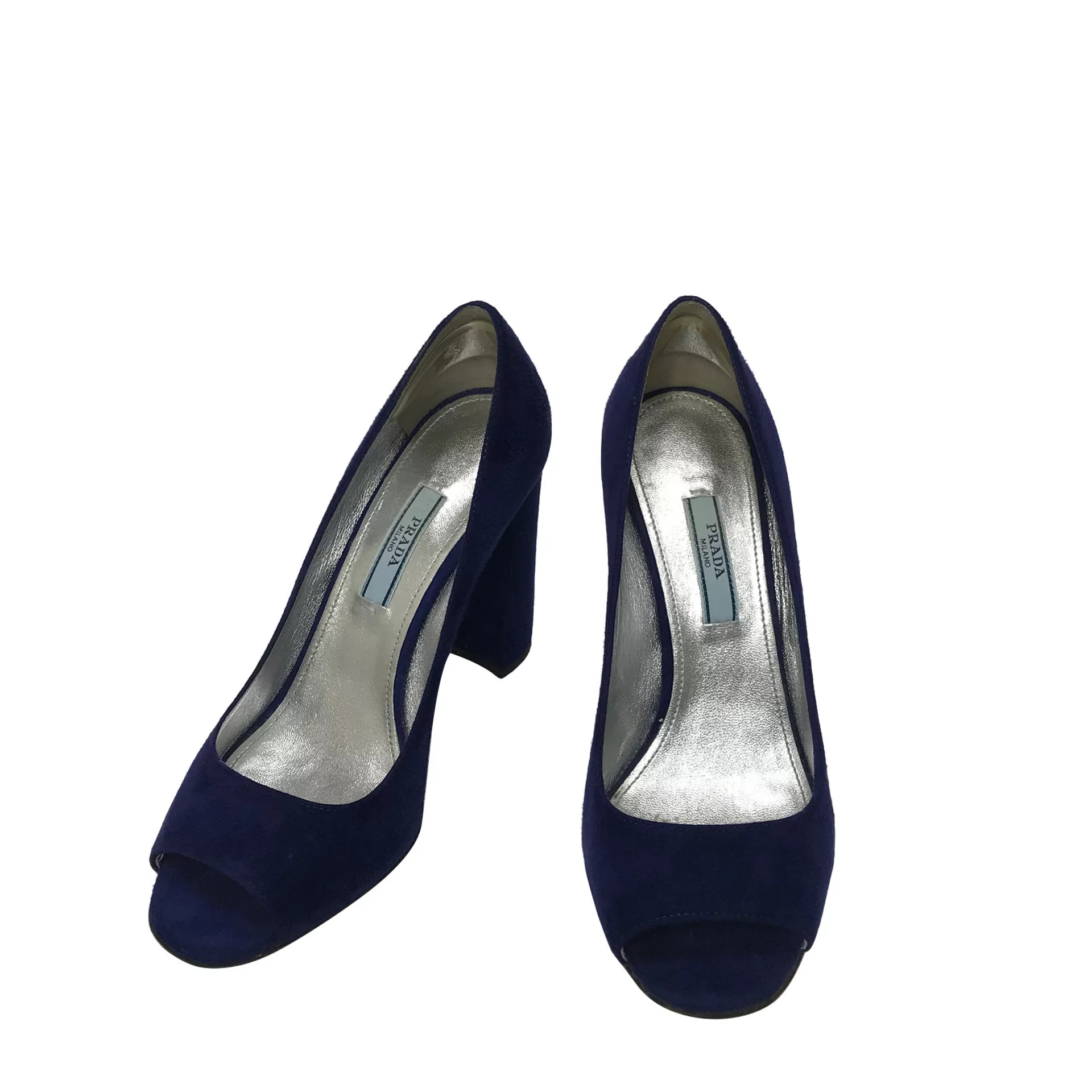 Peep Toe Prada Camurça Azul