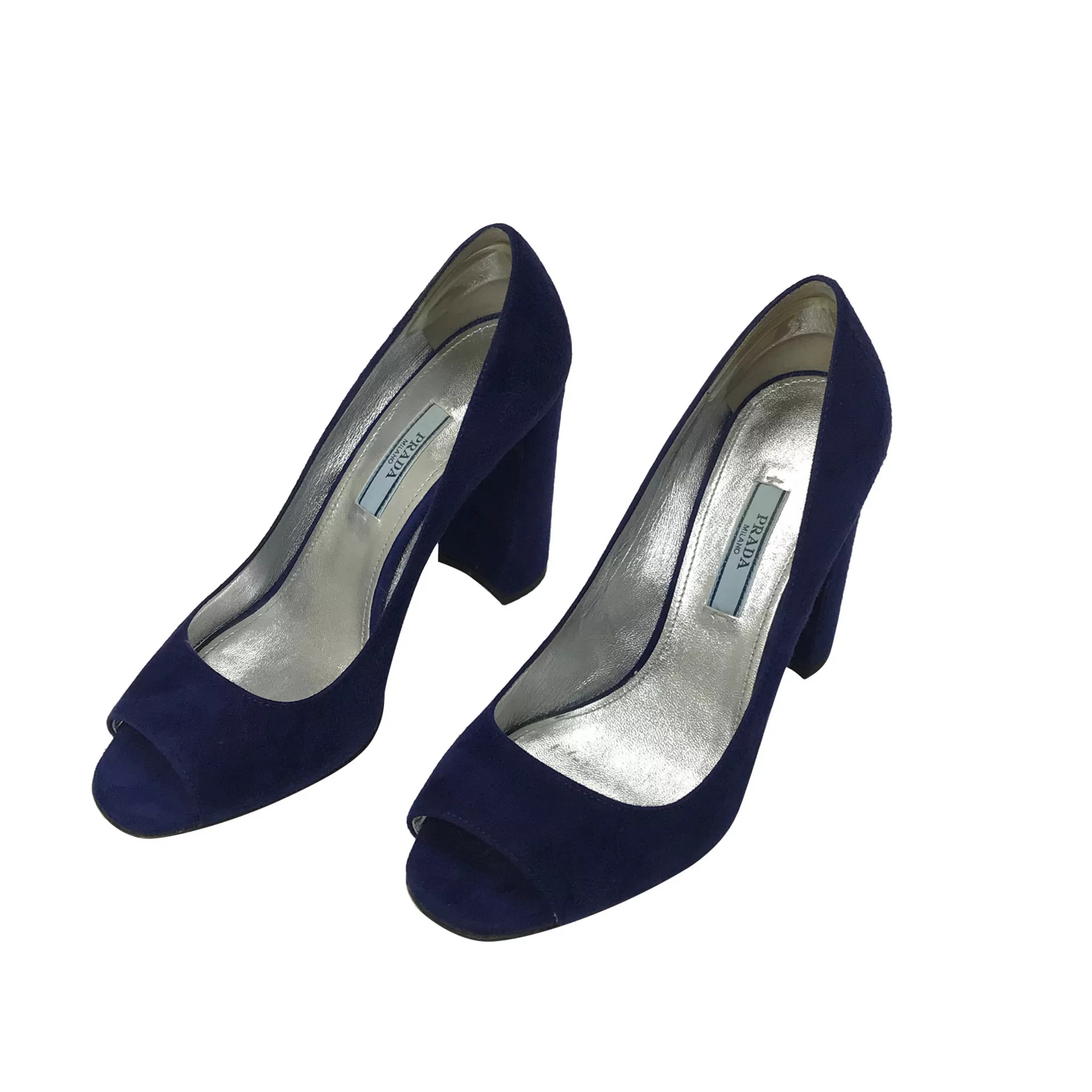 Peep Toe Prada Camurça Azul