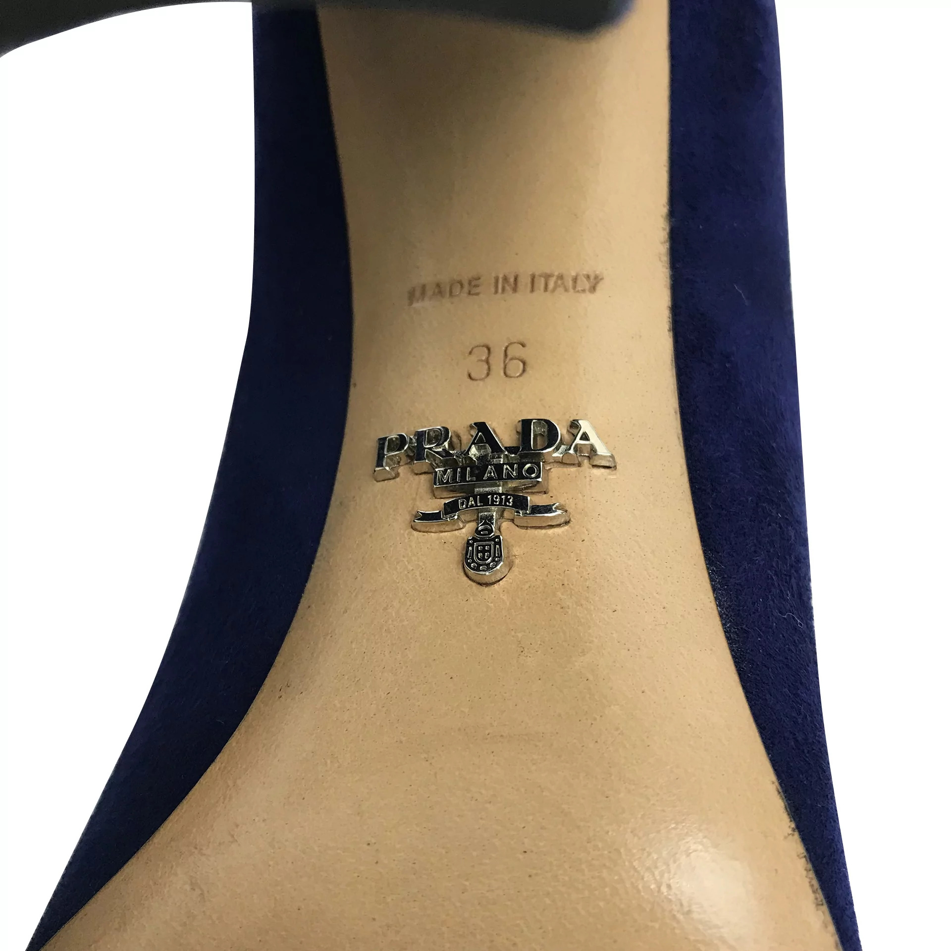 Peep Toe Prada Camurça Azul