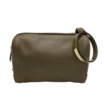 Clutch Chloé Couro Taupe