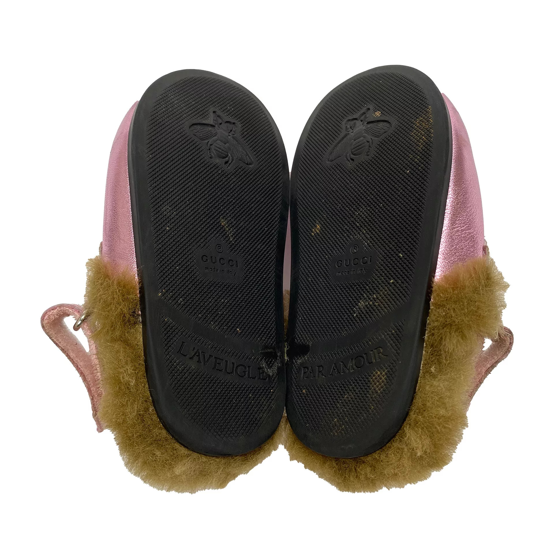 Mule Gucci Infantil Rosa Metalizado