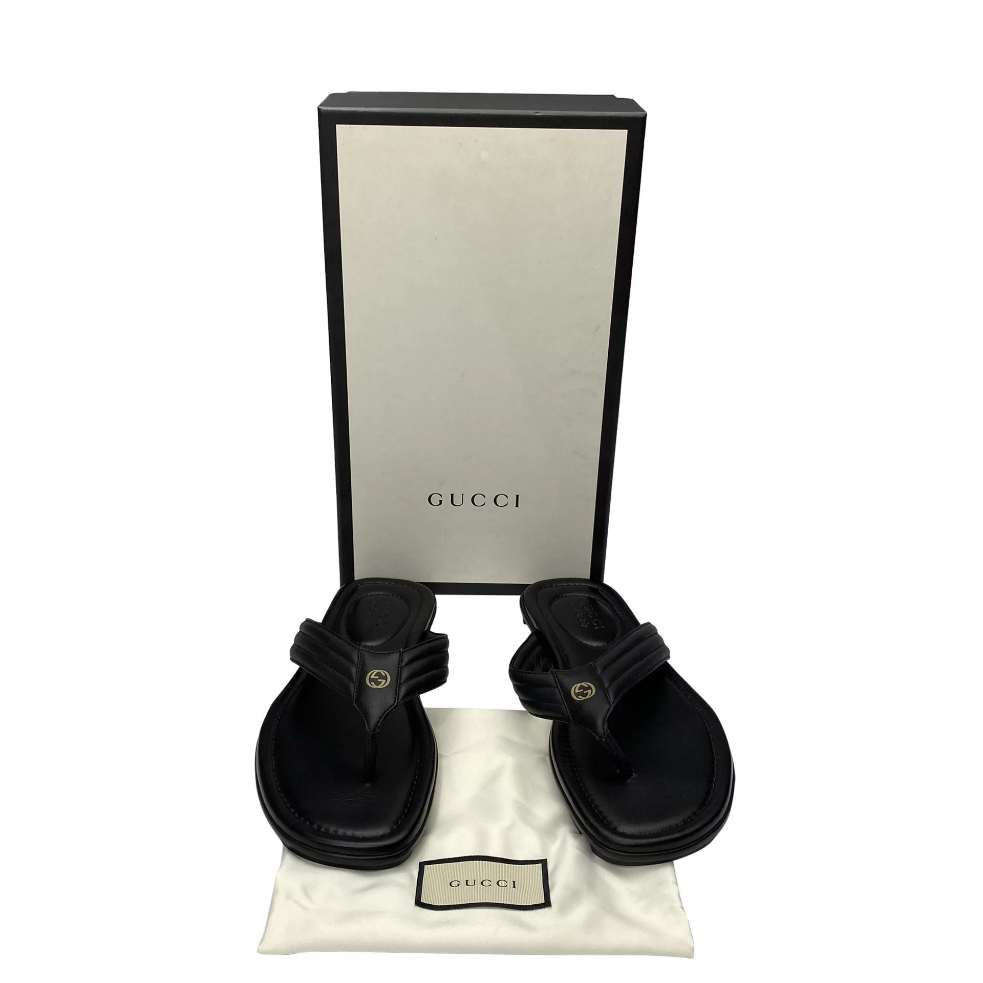 Chinelo Gucci Couro Preto