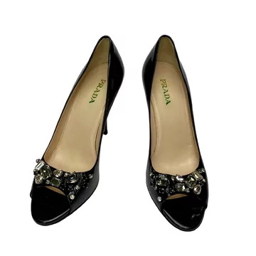 Peep Toe Prada Verniz Preto