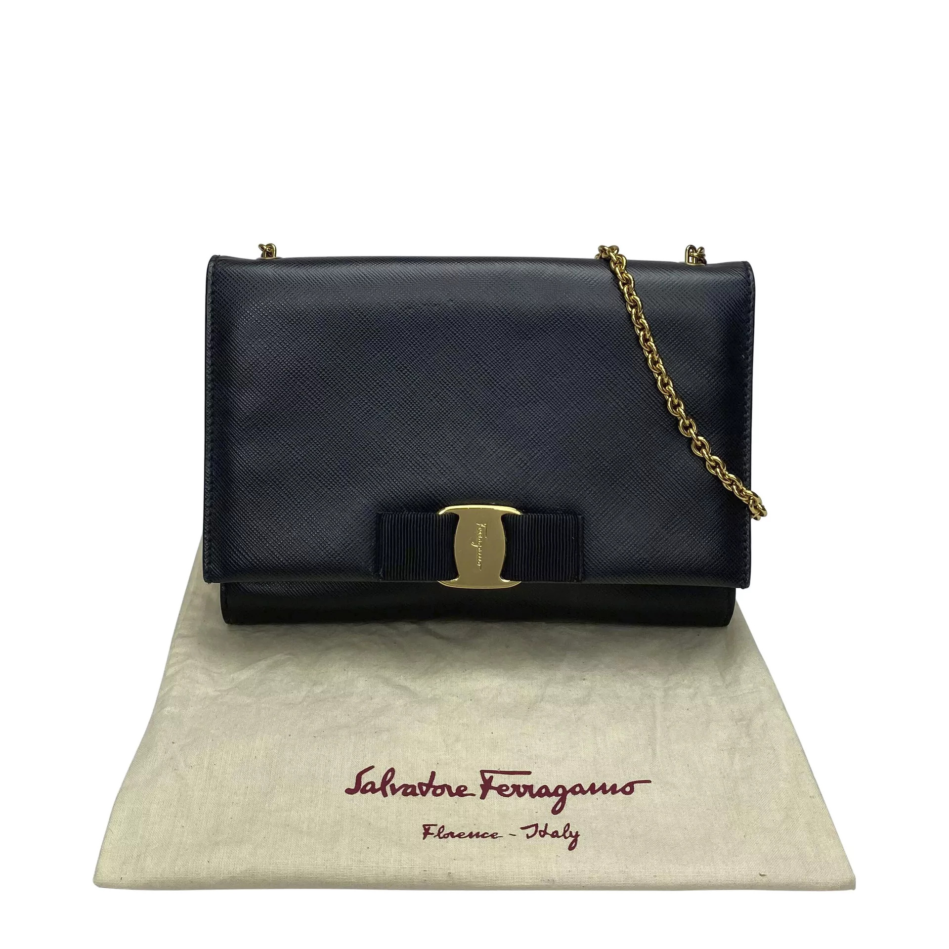 Bolsa Salvatore Ferragamo Ginny Couro Preto